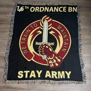 ✨ 16th Ordnance Battalion Woven Throw Blanket– “We Train to Maintain/Stay Army”